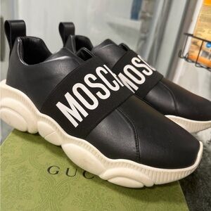 Moschino Black and White Athletic Shoes